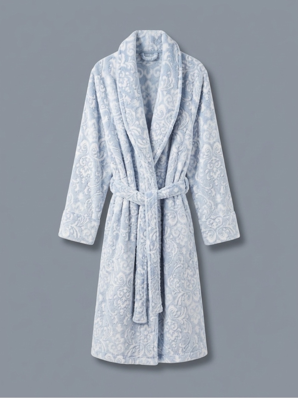 Berkshire Plush Paisley Shawl-Collar Robe in Light Blue NWT $69 Best Robes Ever!